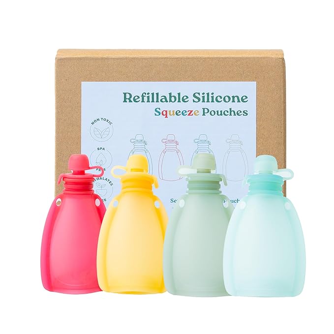 Reusable Silicone Squeeze Pouches (Set of 4) Dinnerware kindthing   