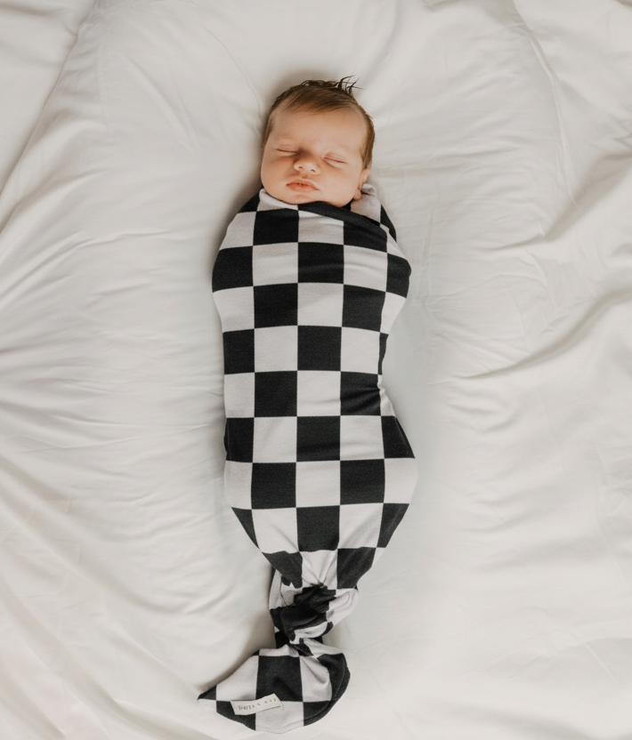Race Black & White Checkered Stretch Swaddle