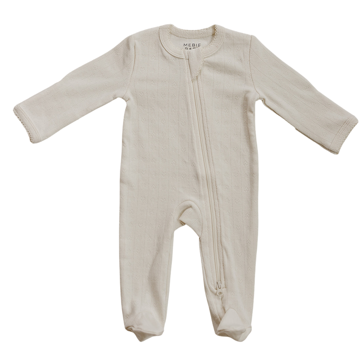 Cream Pointelle Cotton Zipper