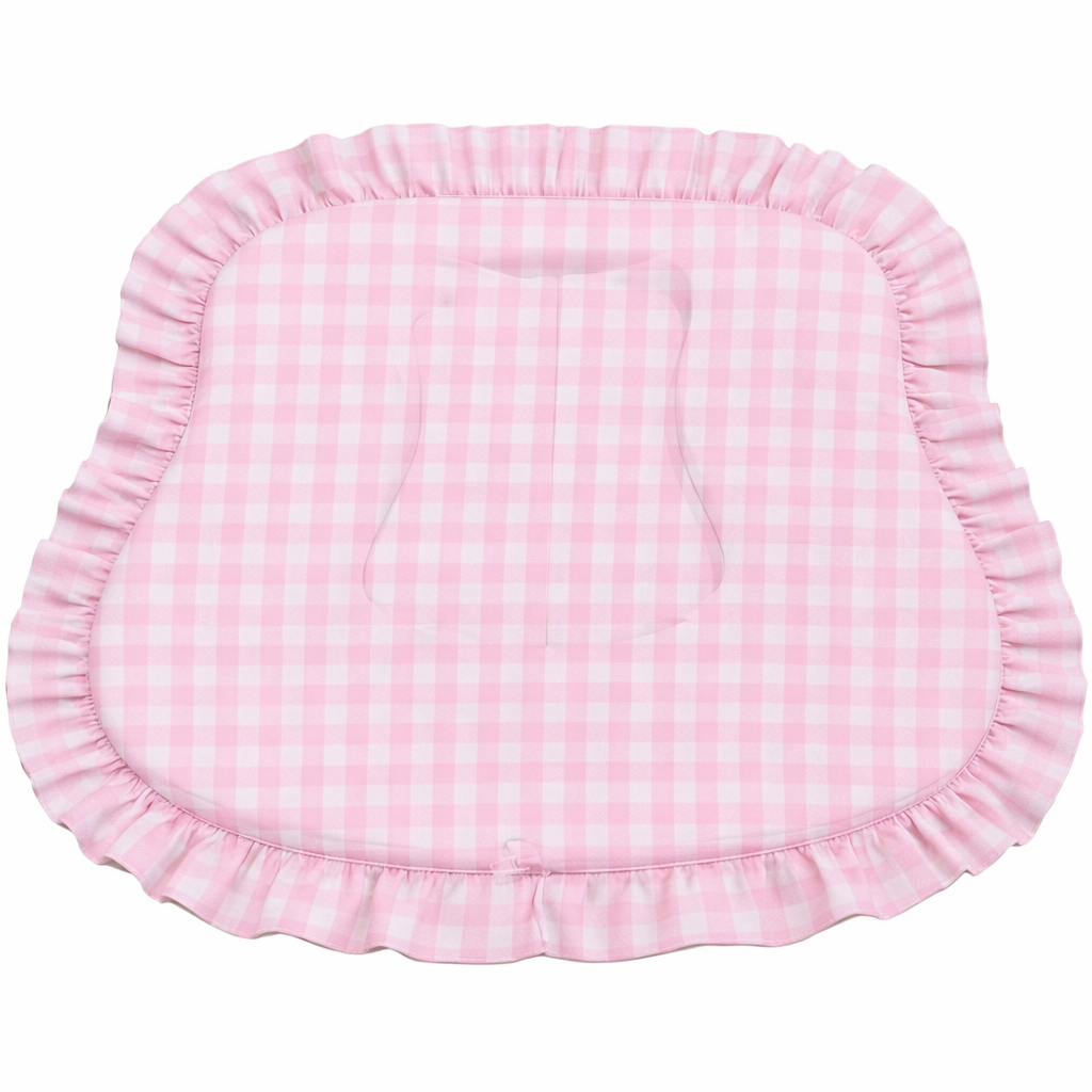 Pink White Gingham Ruffle New Lounger Curve Cover