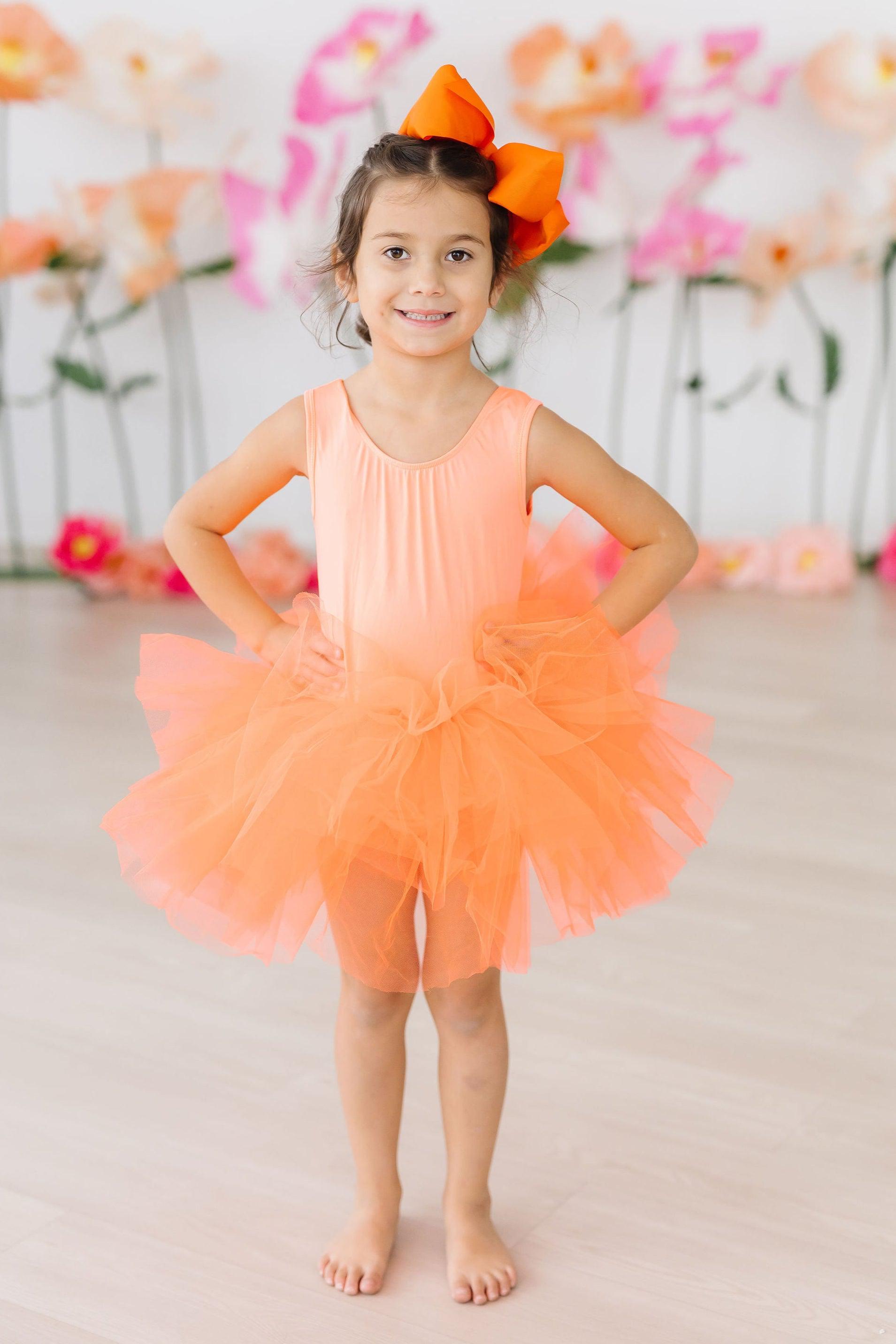 Neon Coral Tank Tutu Leotard