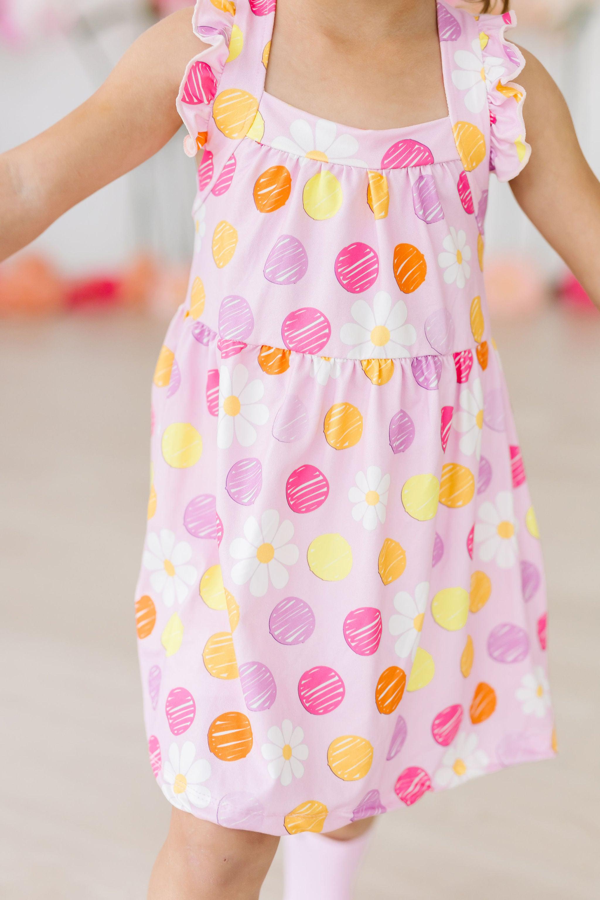 SALE Daisy Doodles Ruffle Cross Back Dress