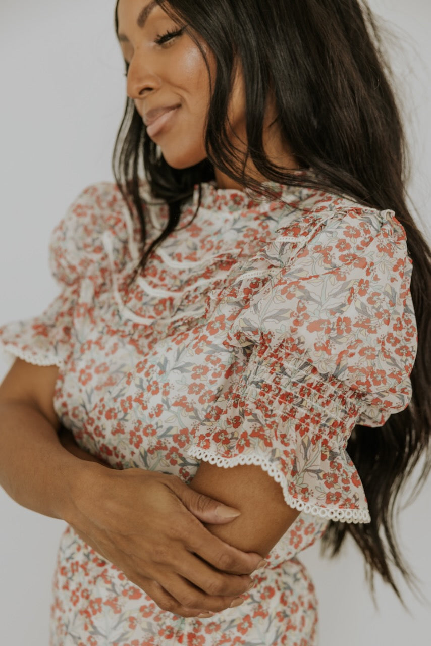 SALT Cressida Floral Ruffled Blouse