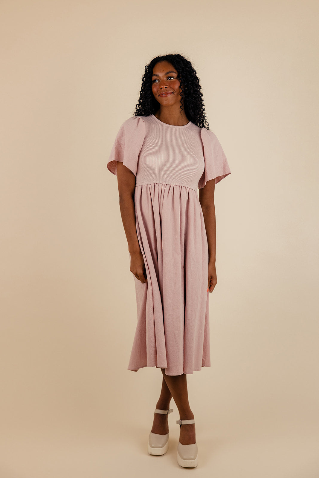 Shauna Flutter Sleeve Dress