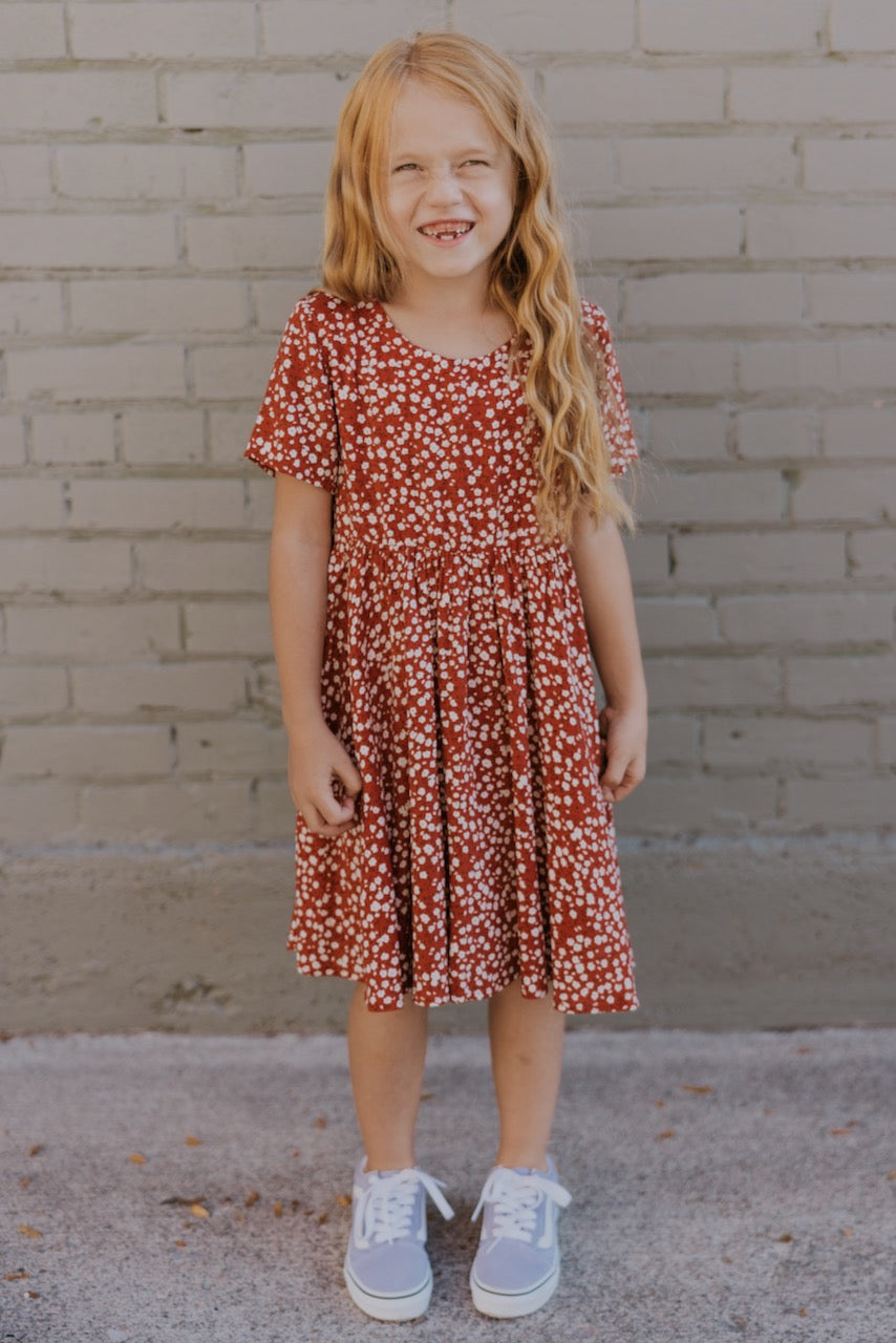 Mini Cherry Red Floral Dress