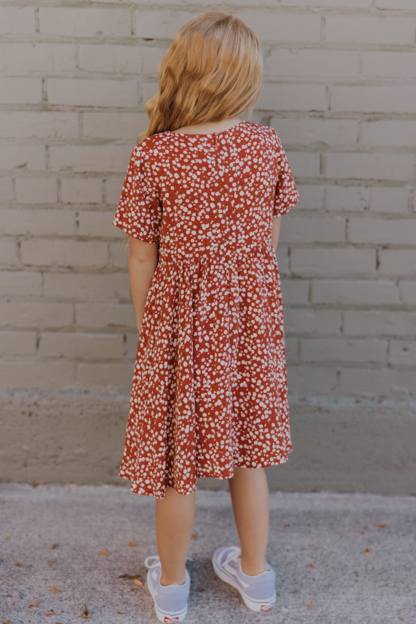 Mini Cherry Red Floral Dress