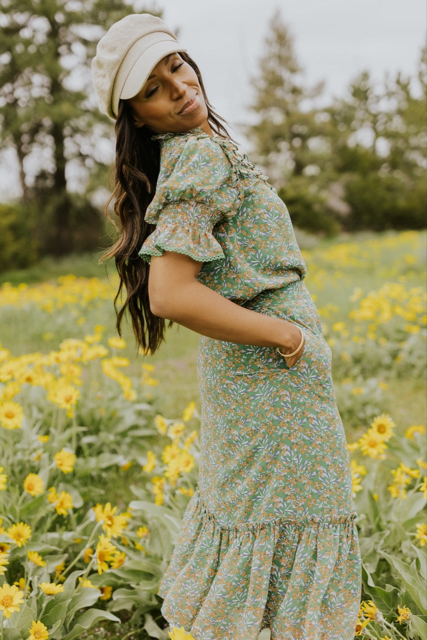 SALT Cressida Floral Ruffled Blouse