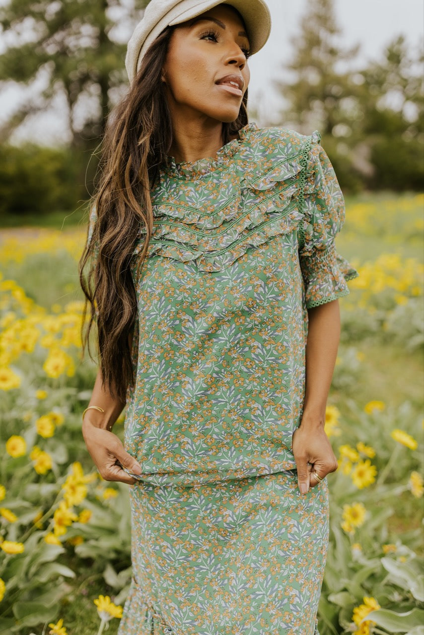 SALT Cressida Floral Ruffled Blouse