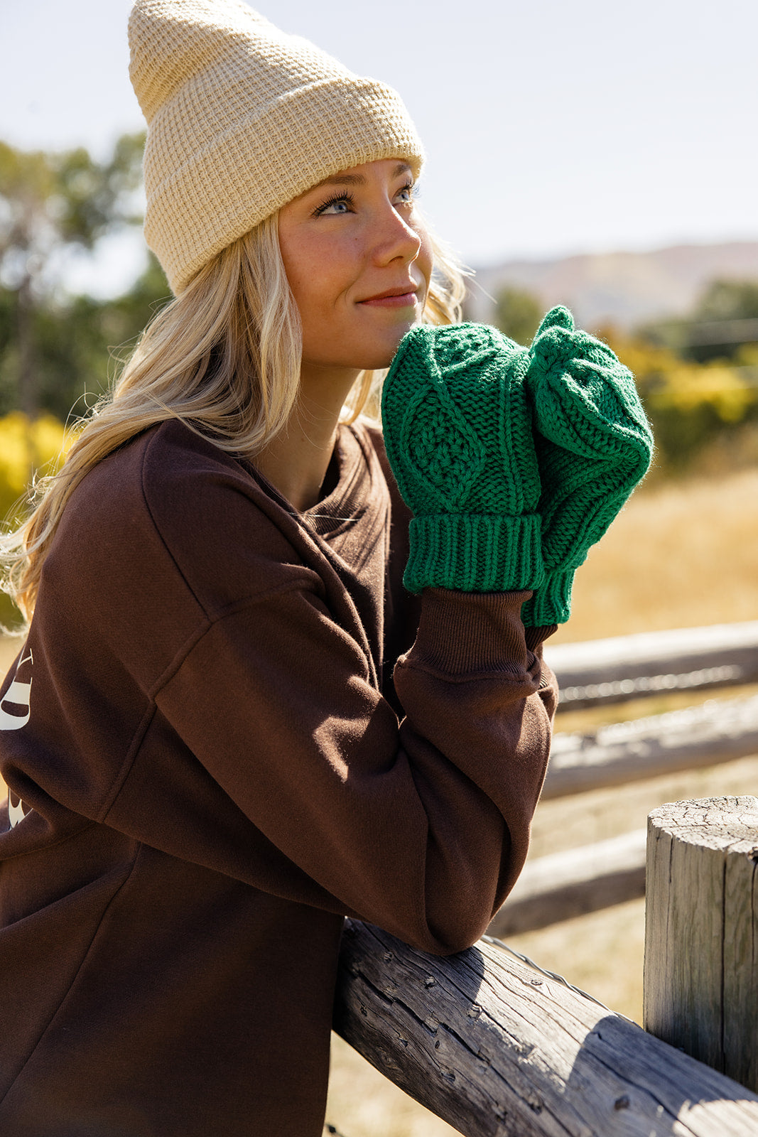 Morning Dew Cable Knit Mittens