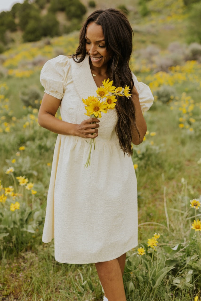 SALT Almaden Textured Puff Sleeve Dress