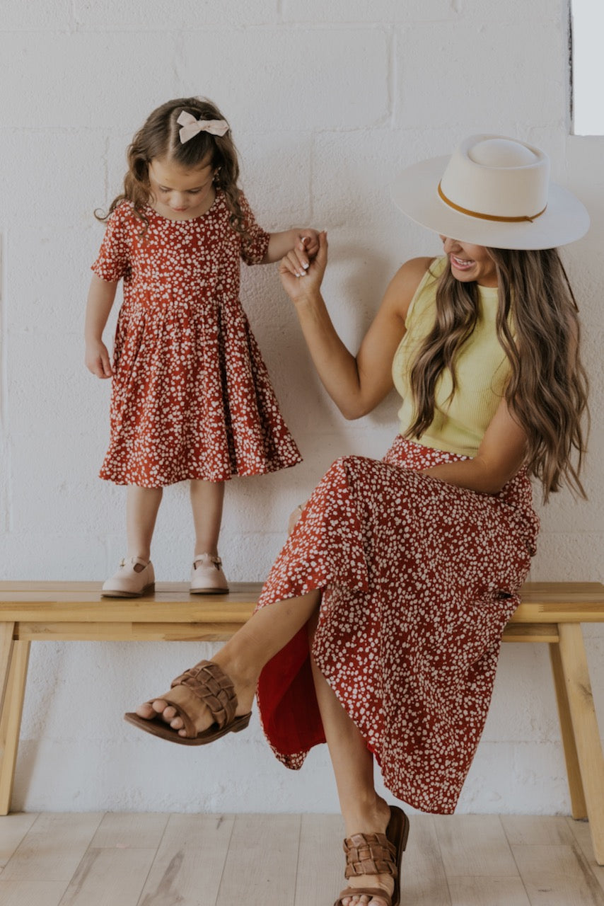 Mini Cherry Red Floral Dress