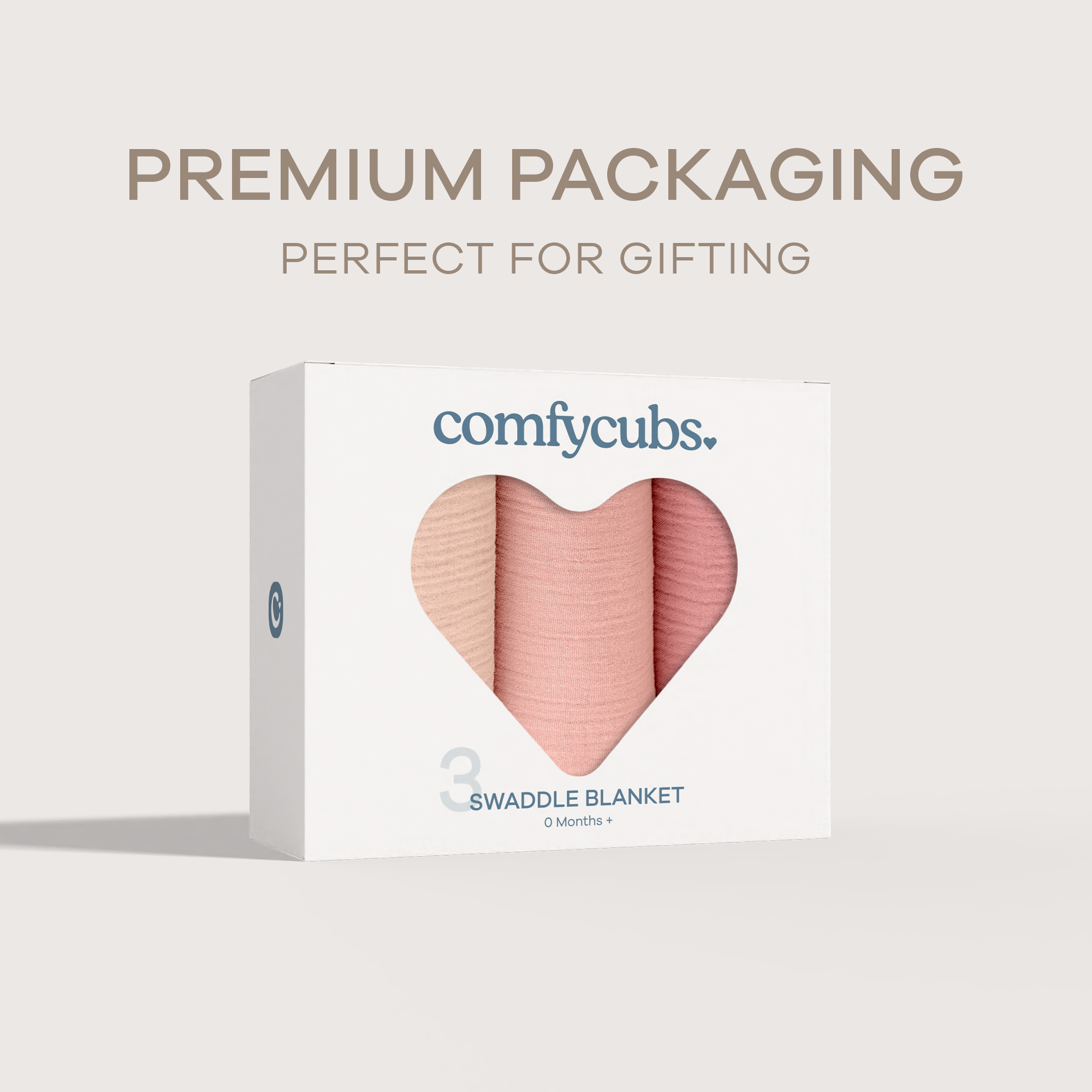 Muslin Swaddle Blankets, 42” x 42” (Blush, Bold Blush, Dusty Rose, Pack of 3)