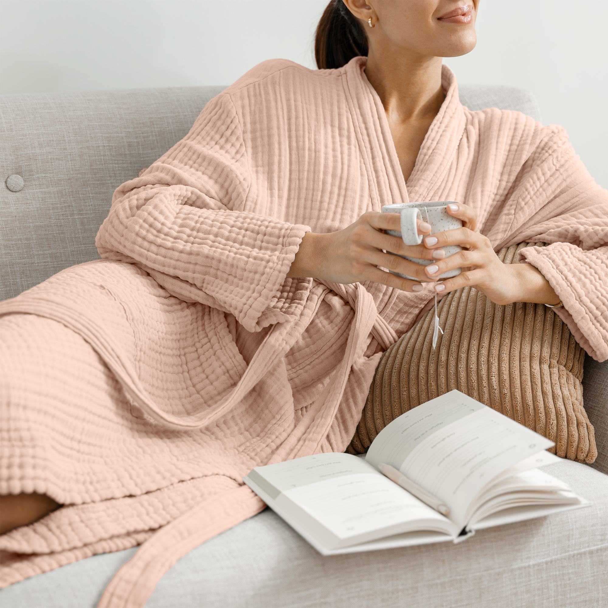 Muslin Bathrobe in Blush