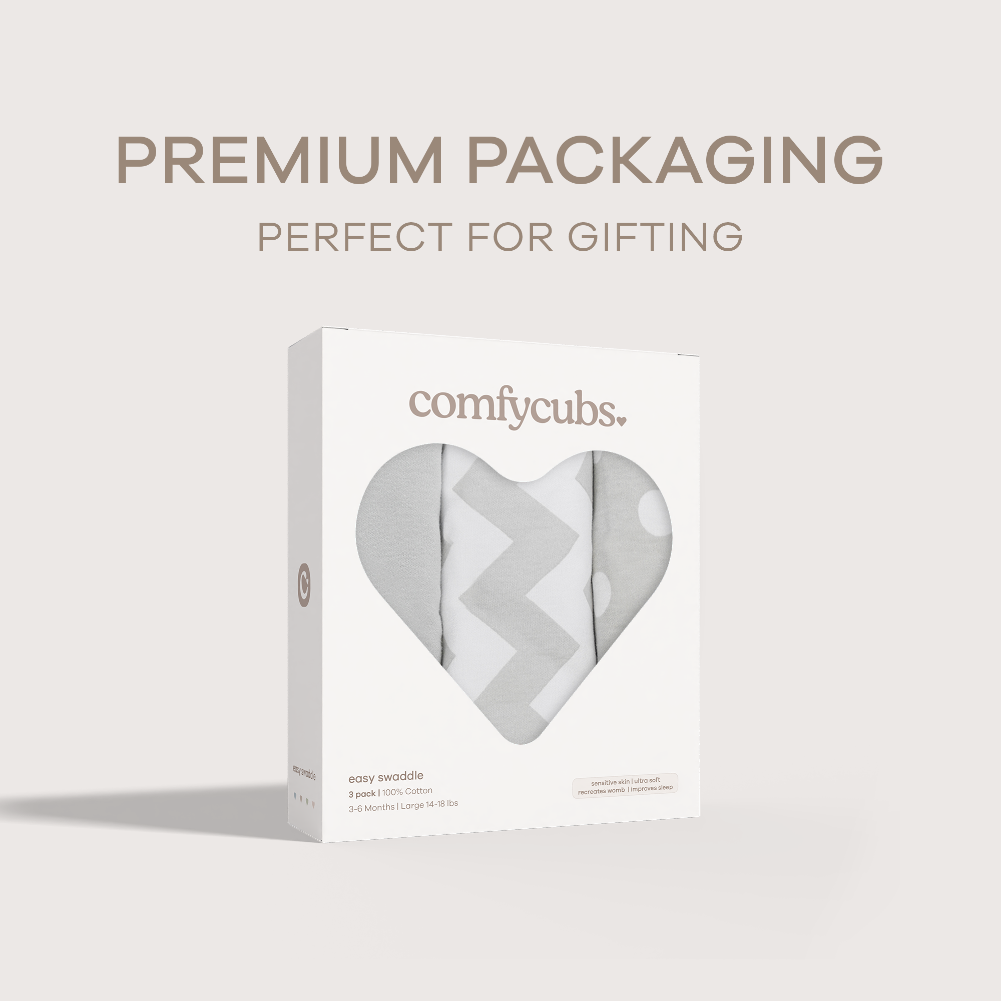 Easy Swaddle Blankets in Grey, Pack of 3