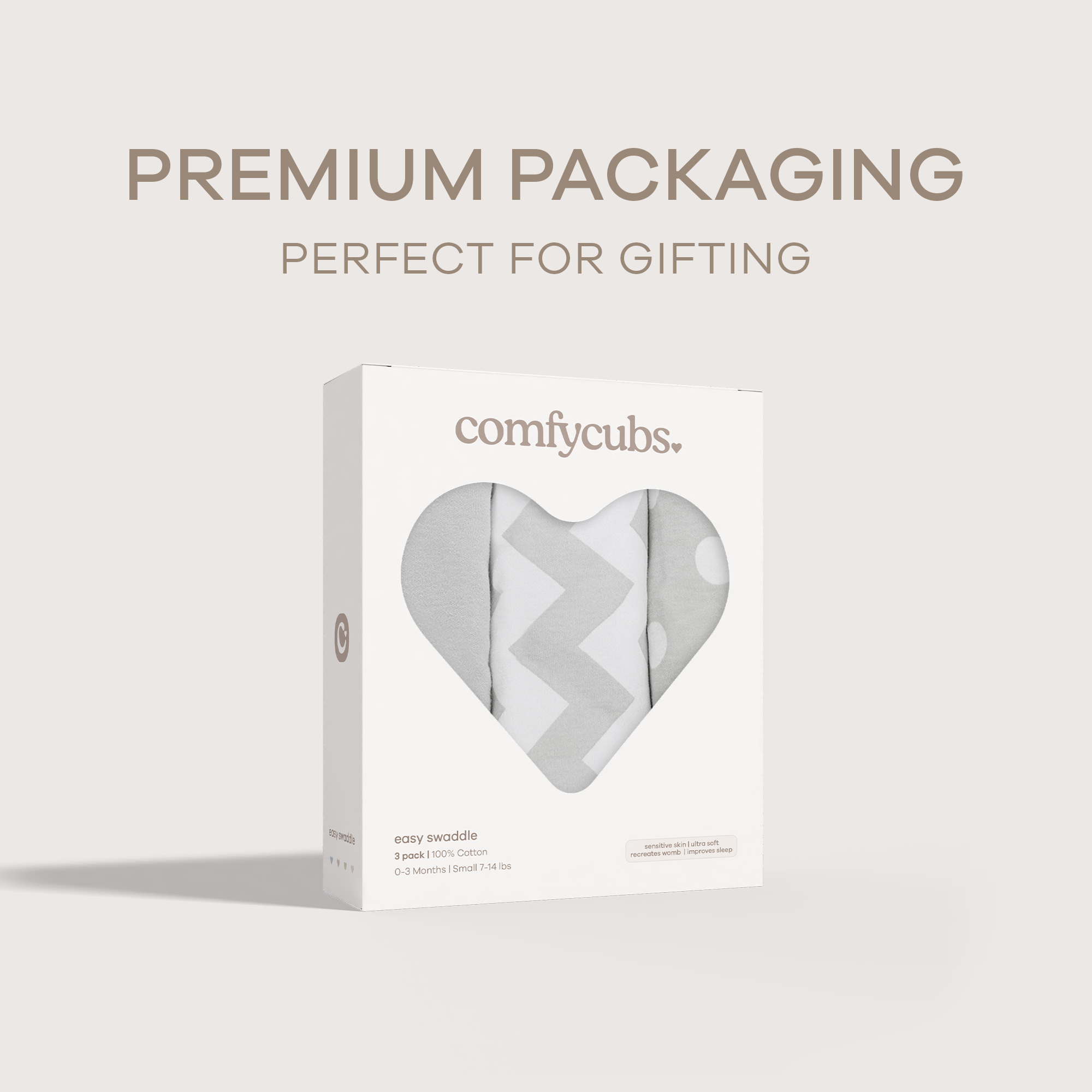 Easy Swaddle Blankets in Grey, Pack of 3