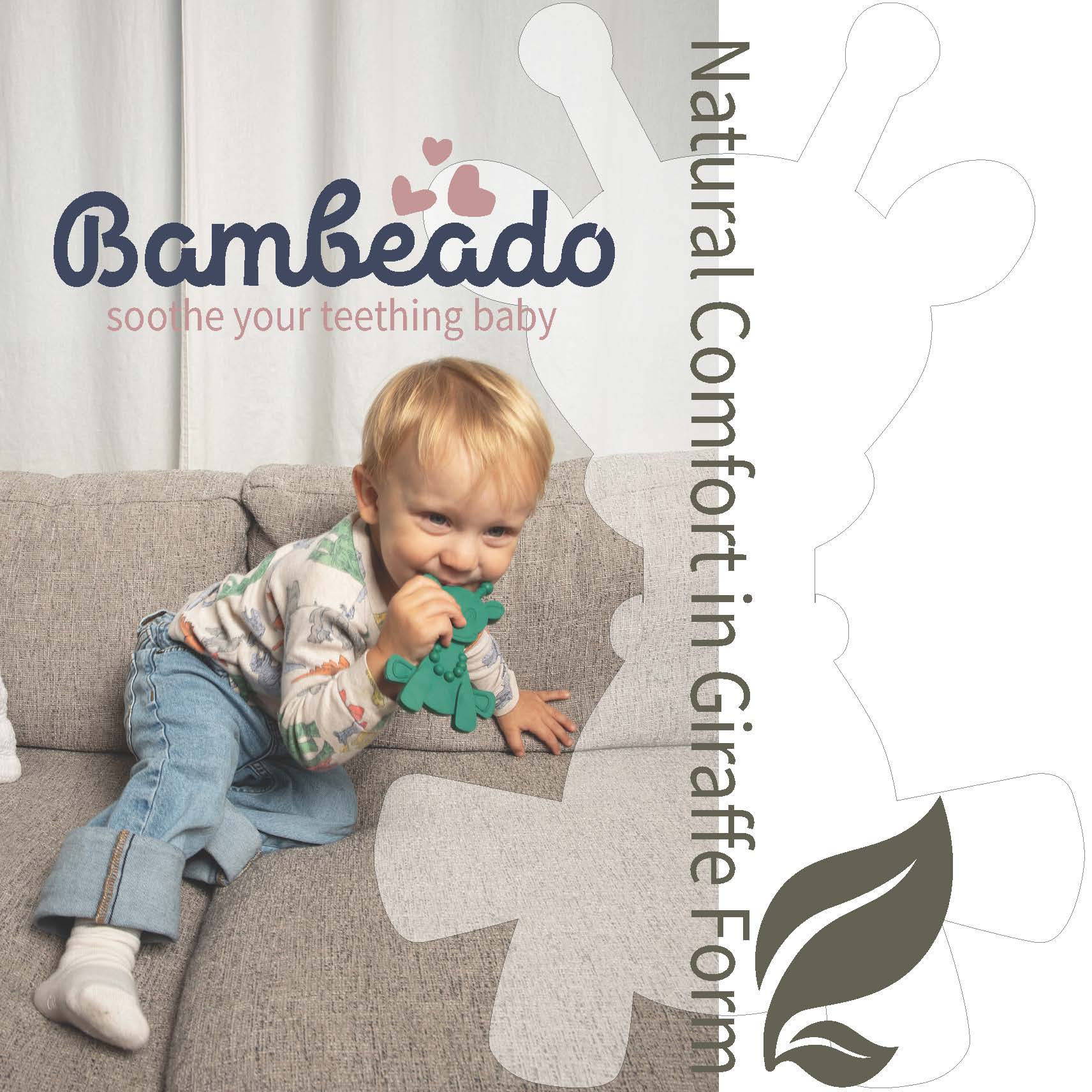 The Little Bamber - Green - Natural Rubber & Baltic Amber Teething Toy