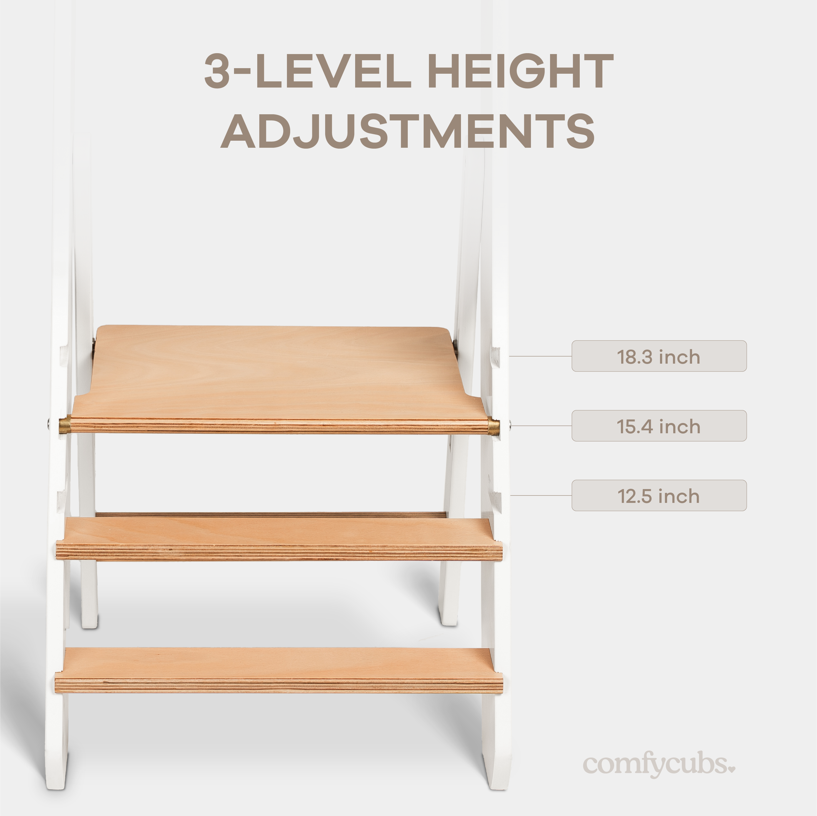 Kids Step Stool for Ages 3+ in White