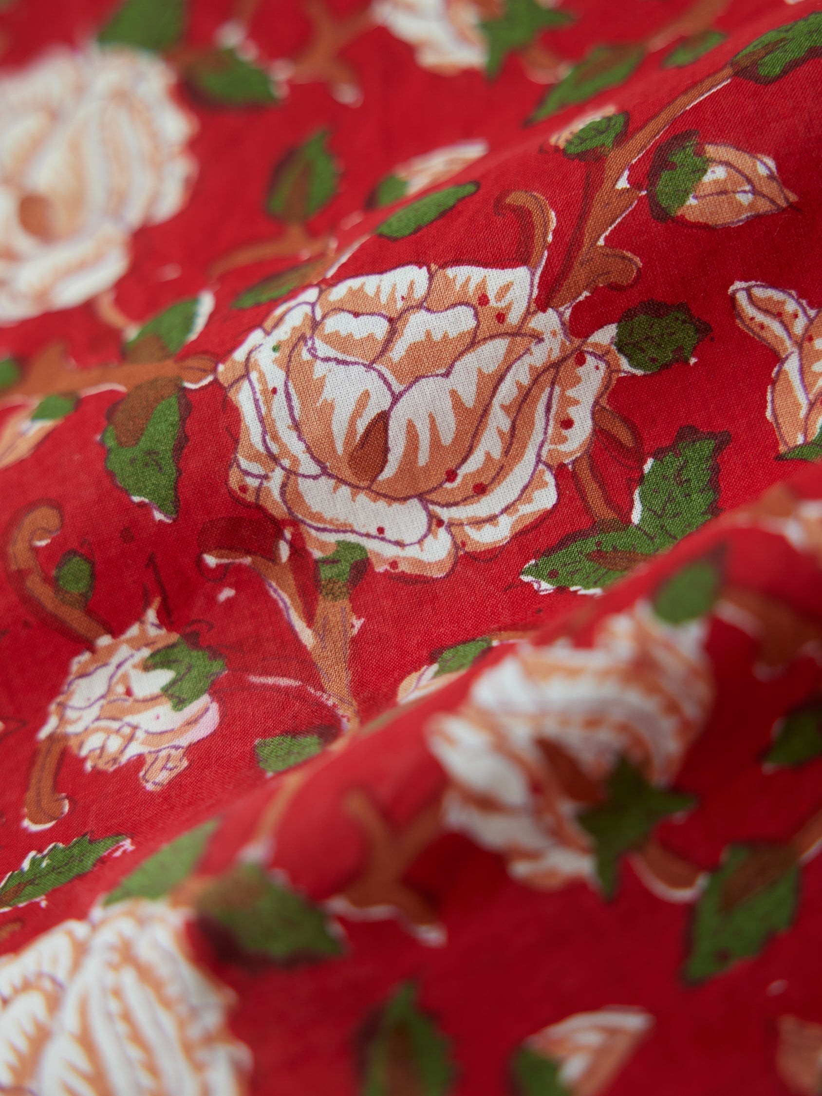 Casey Puff Sleeve Top - Scarlet/Ivory Rose Floral