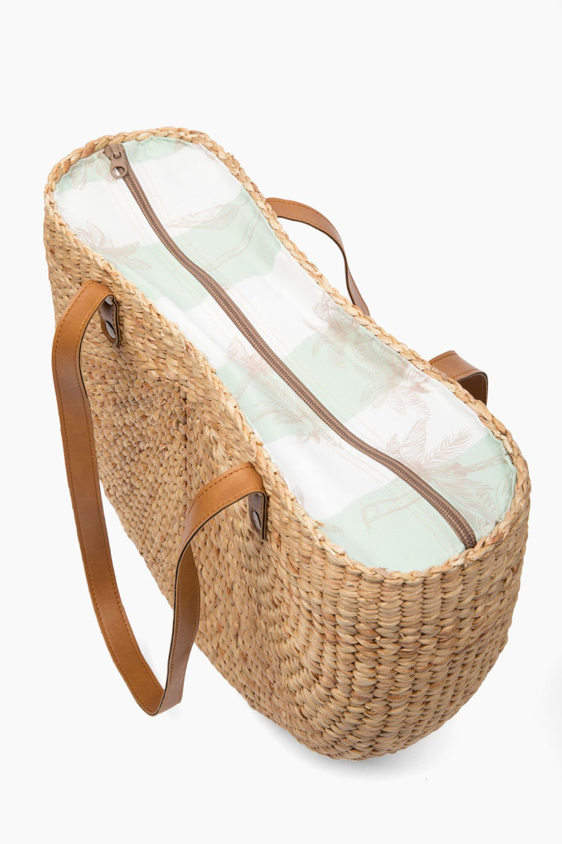 Caitlyn Palm Print Tote - Caramel