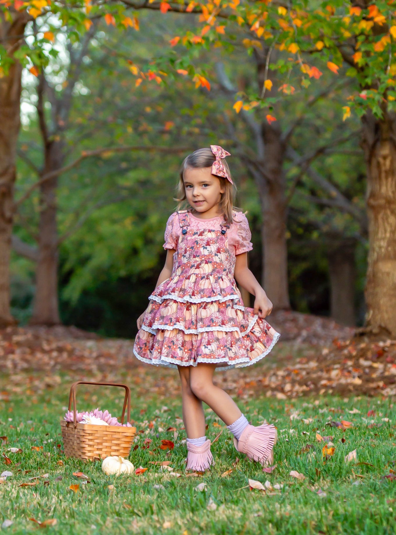 Harvest Blossom Overalls Dress