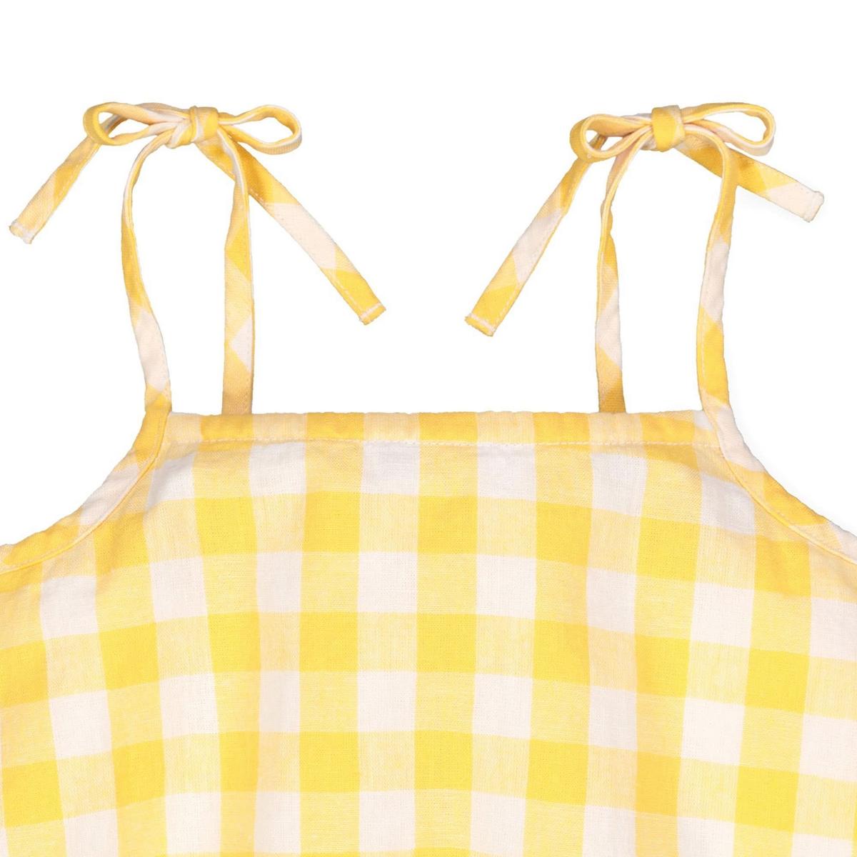 Flutter Back Tank Top - Yellow Check