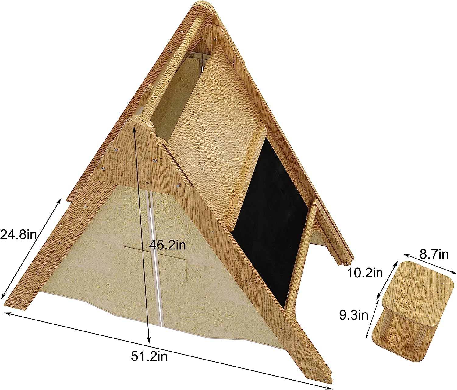 Oak - Wood Learning Tent and Climber with Desk and Chair Indoor Avenlur.com   