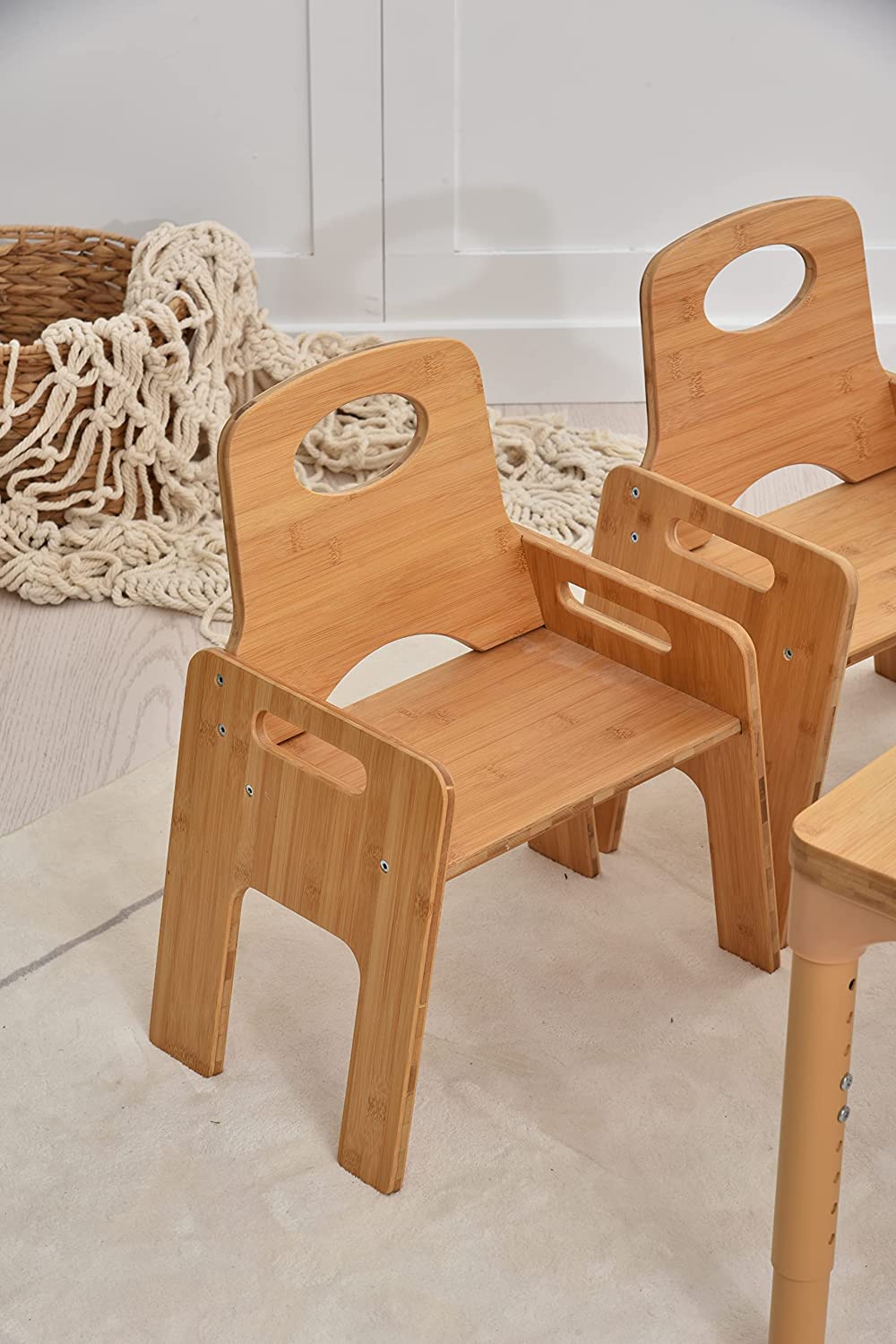 Adrian - Bamboo Toddler Table and Chair 5 Piece Set Indoor Avenlur.com   