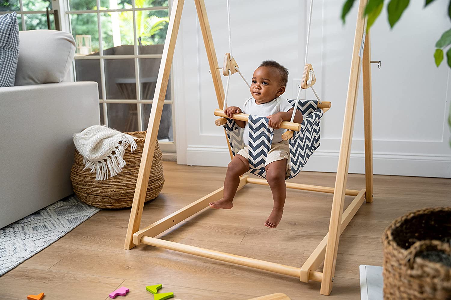 Spruce - Baby and Toddler Foldable Wooden Swing Set Indoor Avenlur.com   