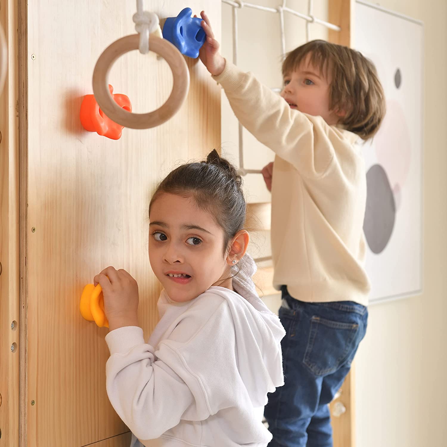 Walnut - 9-in-1 Swedish Ladder Wall Gym and Climber Indoor Avenlur.com   