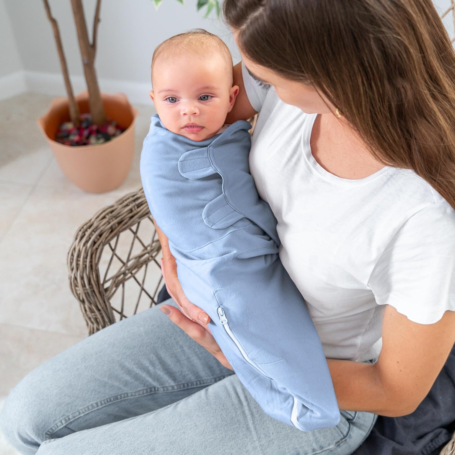 Easy Swaddle Blankets with Zipper by Comfy Cubs - Stone, Pacific Blue, Nomadic Blue