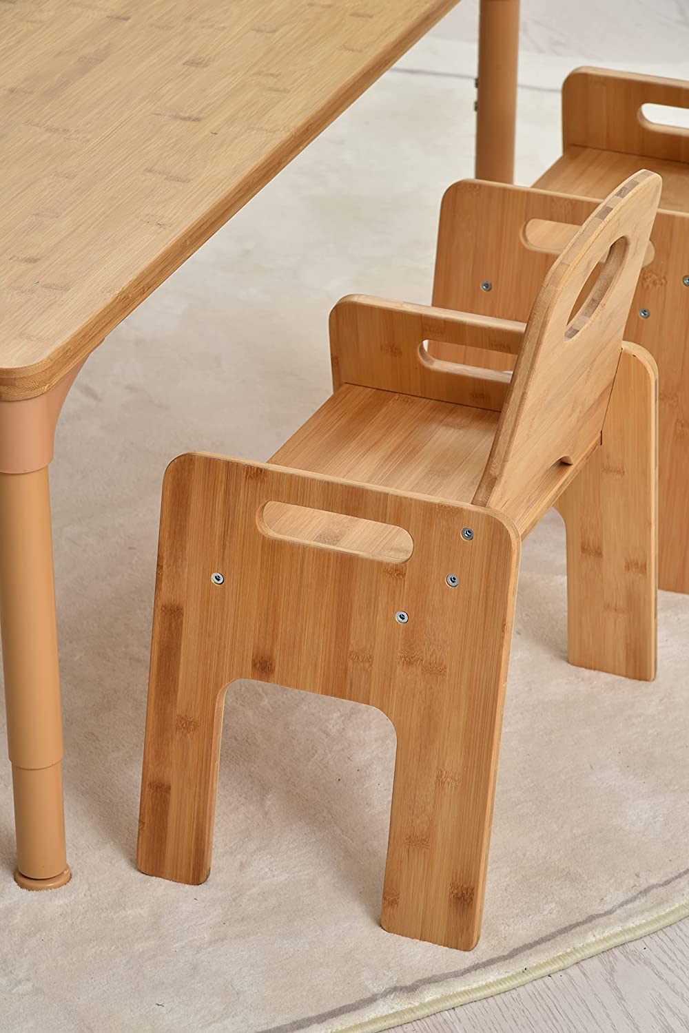 Adrian - Bamboo Toddler Table and Chair 5 Piece Set Indoor Avenlur.com   