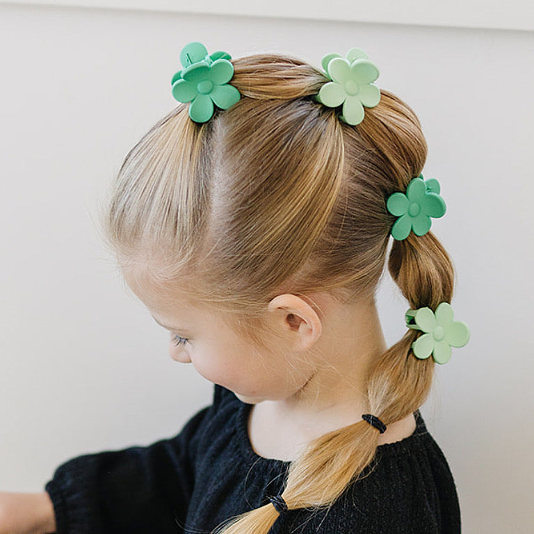 Mini Mint Daisy Claw Clip Set