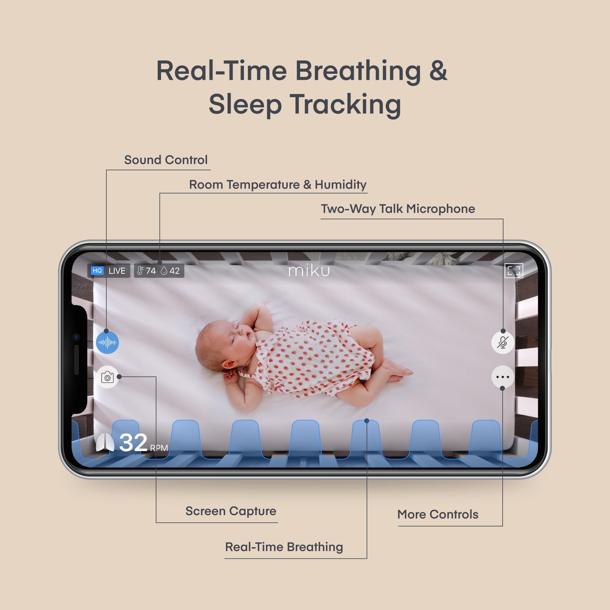 Miku Pro Smart Baby Monitor with Wall Mount Kit