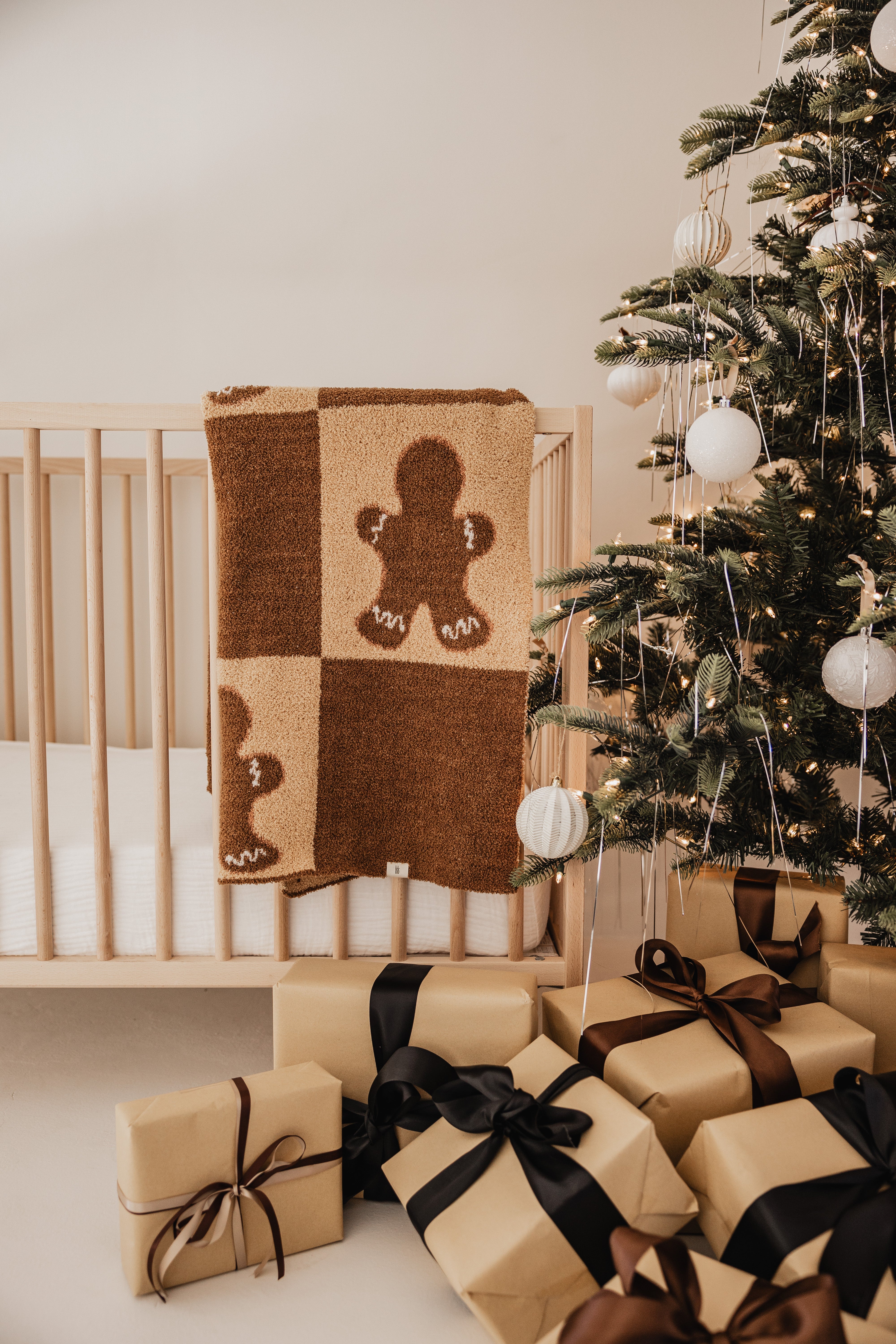 Plush Blanket | Gingerbread Checkerboard