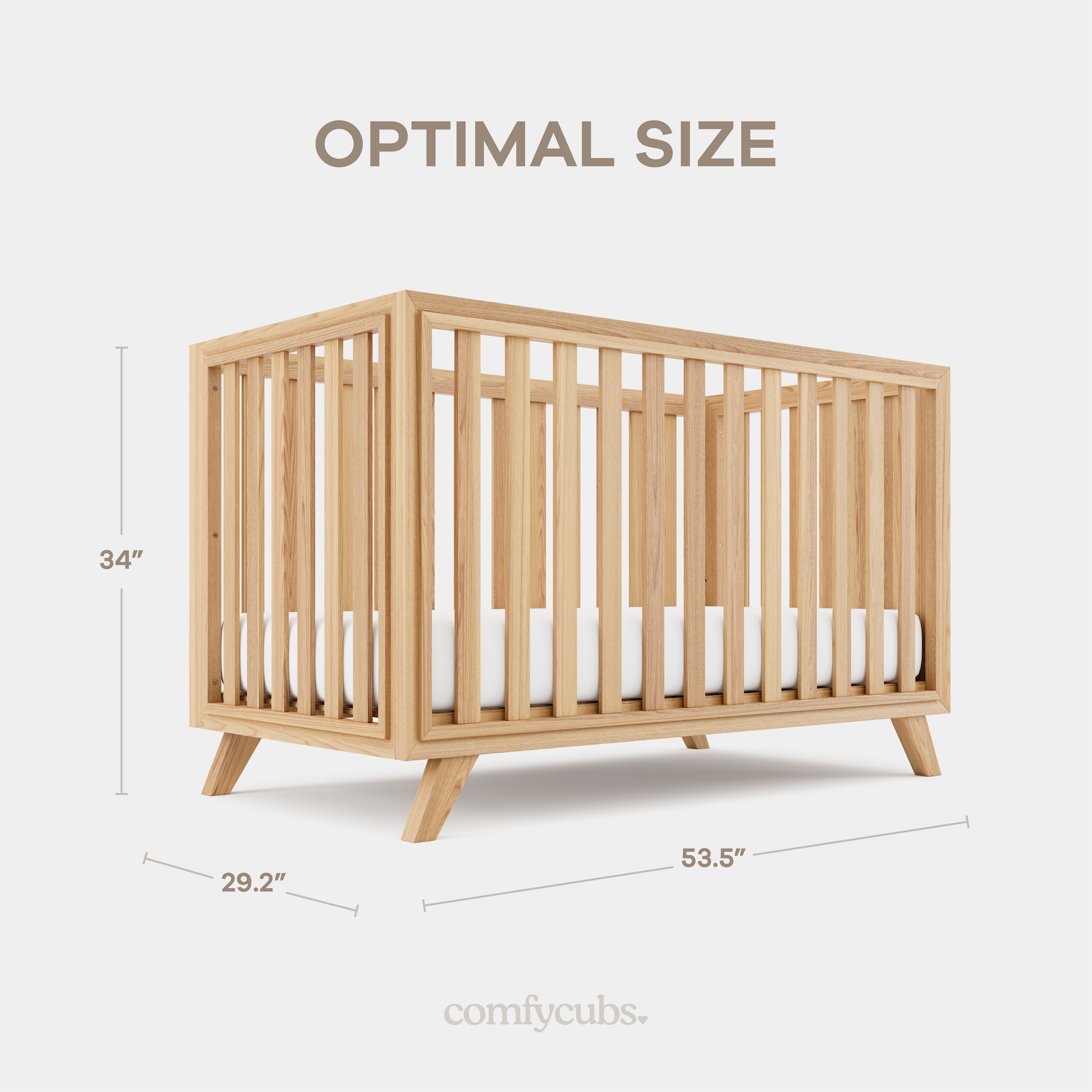 Baby Crib for 0 to 3 Years - Natural Wood