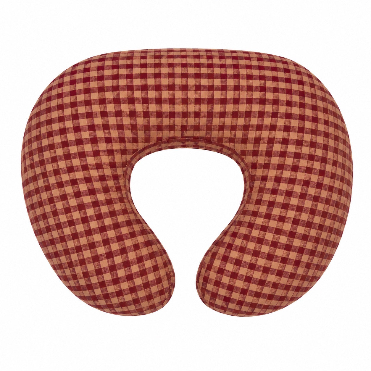 Red Beige Gingham Ruffle Nursing Pillow Cover