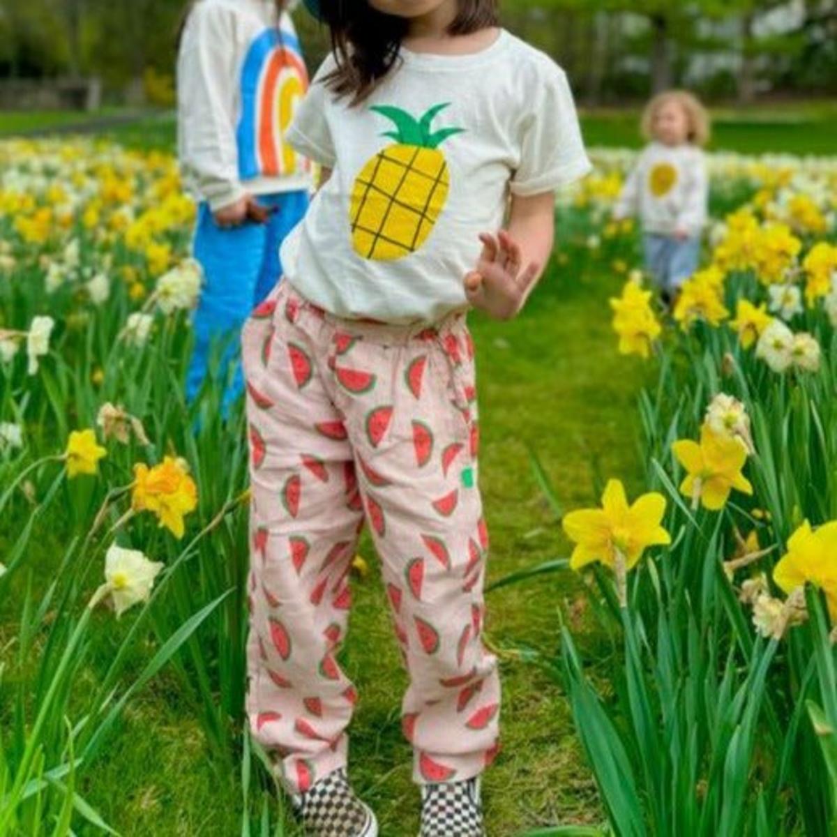 Recycled Cotton Pineapple Kid T-shirt - Natural/multi