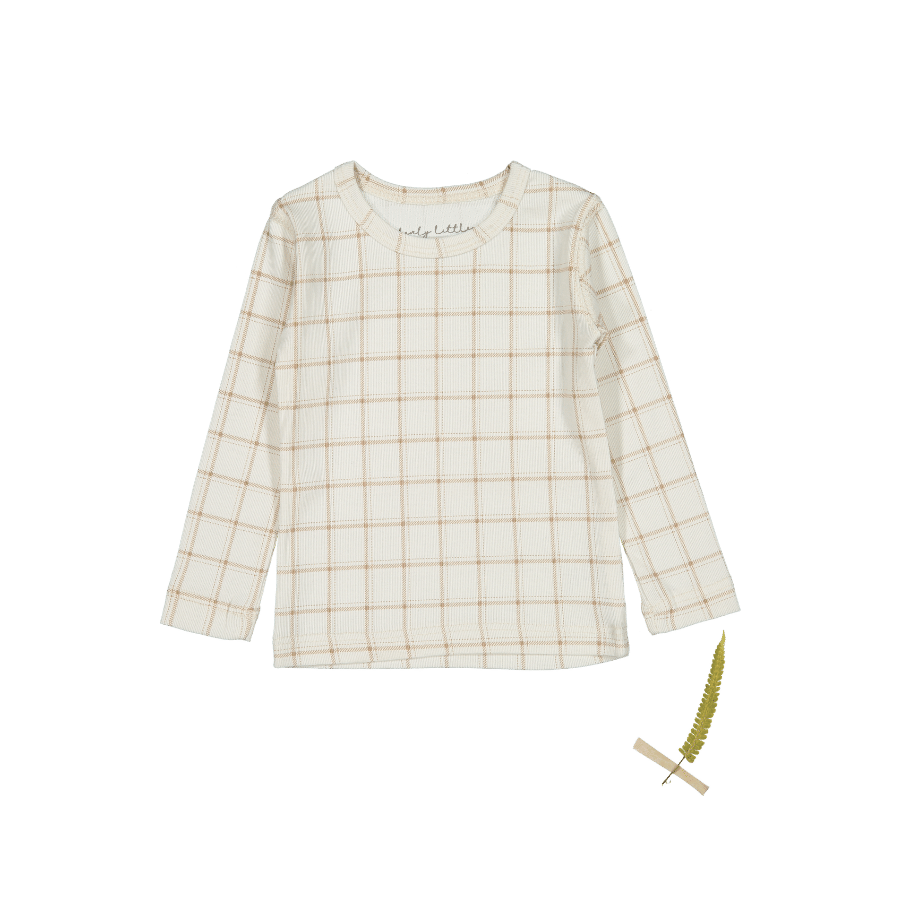 The Printed Long Sleeve Tee - Tan Grid Long Sleeve Tee Lovely Littles   