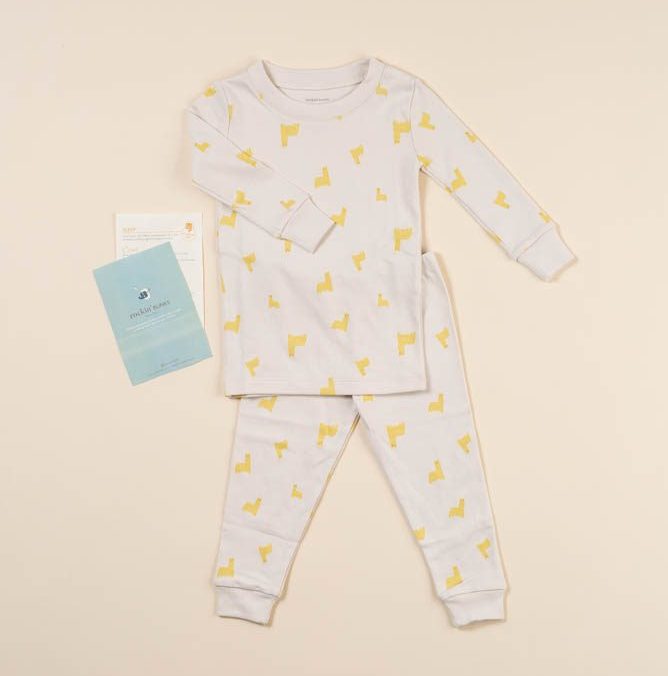 Long Sleeve Pajama Set Pima Cotton - Llamas Birch