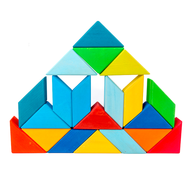 **Pre-order (Ships in 2-3 Weeks)**36-Piece Stained Large Rainbow Square Geometric Puzzle Block Set with Storage Tray