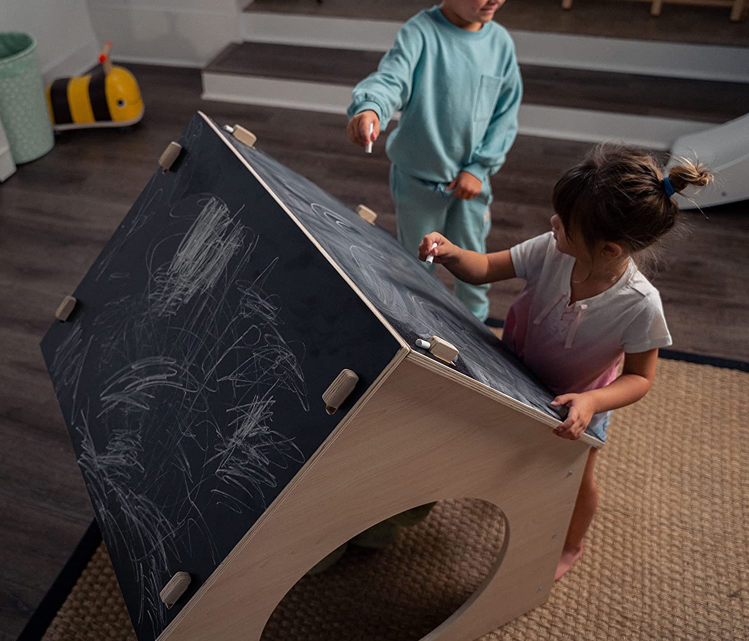 Evergreen- Children's Playhouse with Chalkboard Roof Indoor Avenlur.com   