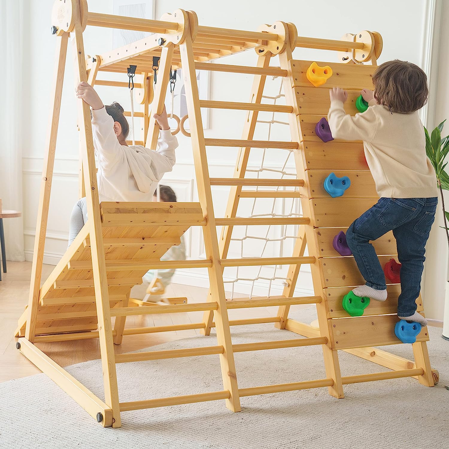 Chestnut - Outdoor and Indoor 8-in-1 Jungle Gym for Toddlers Playset Outdoor Avenlur.com   