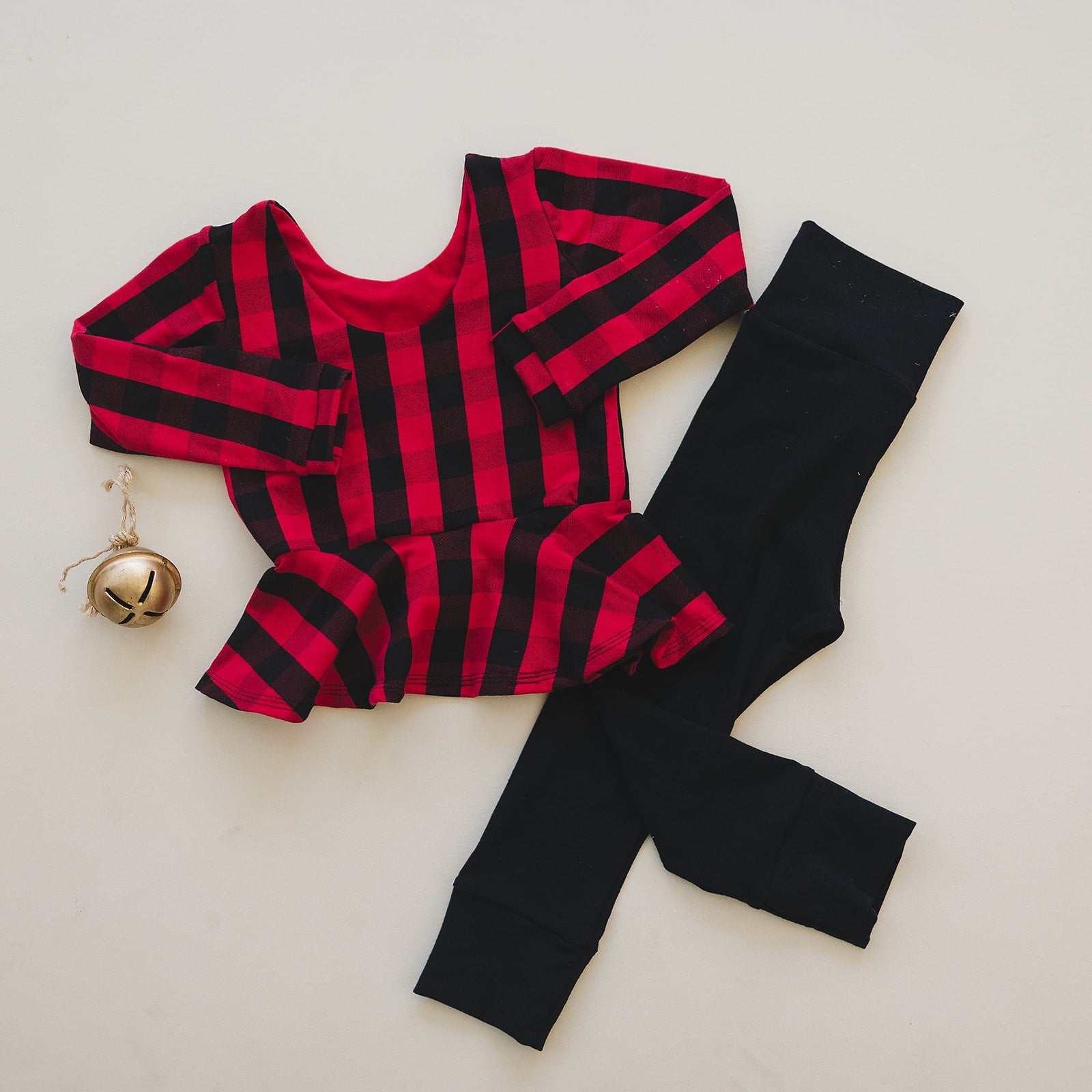 Red & Black Check Peplum Top Tops doodle & jack   