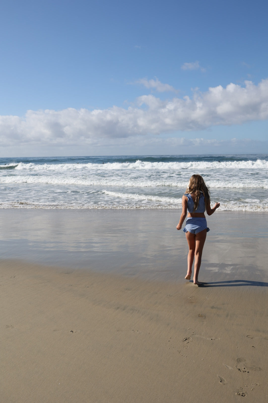 Girls Two Piece Swimsuit | Blue Gingham