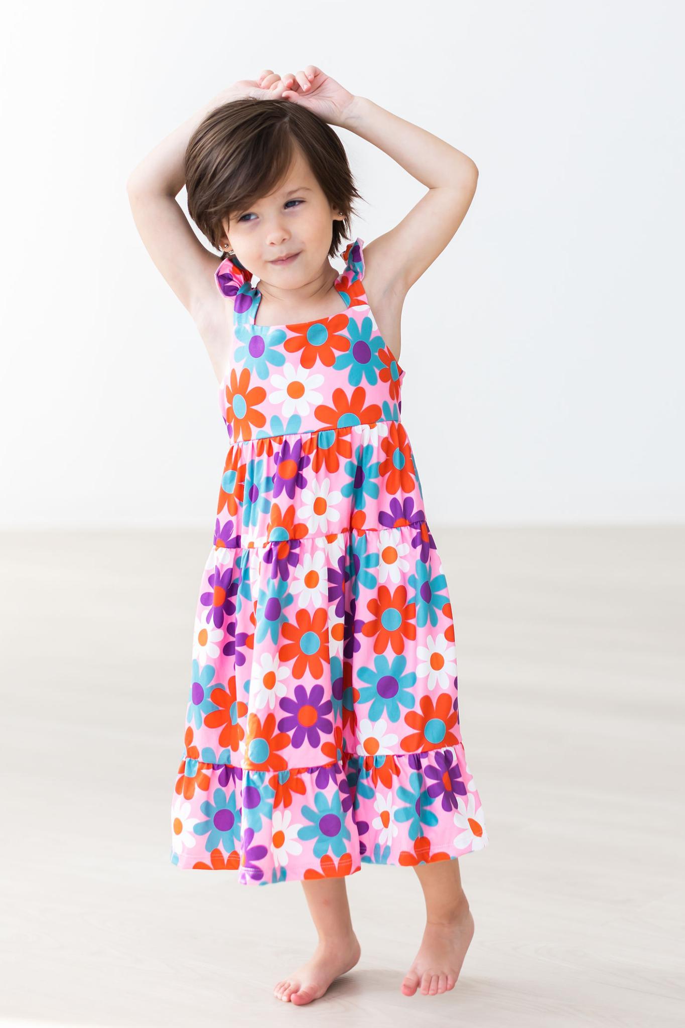 Retro Daydream Ruffle Maxi Dress