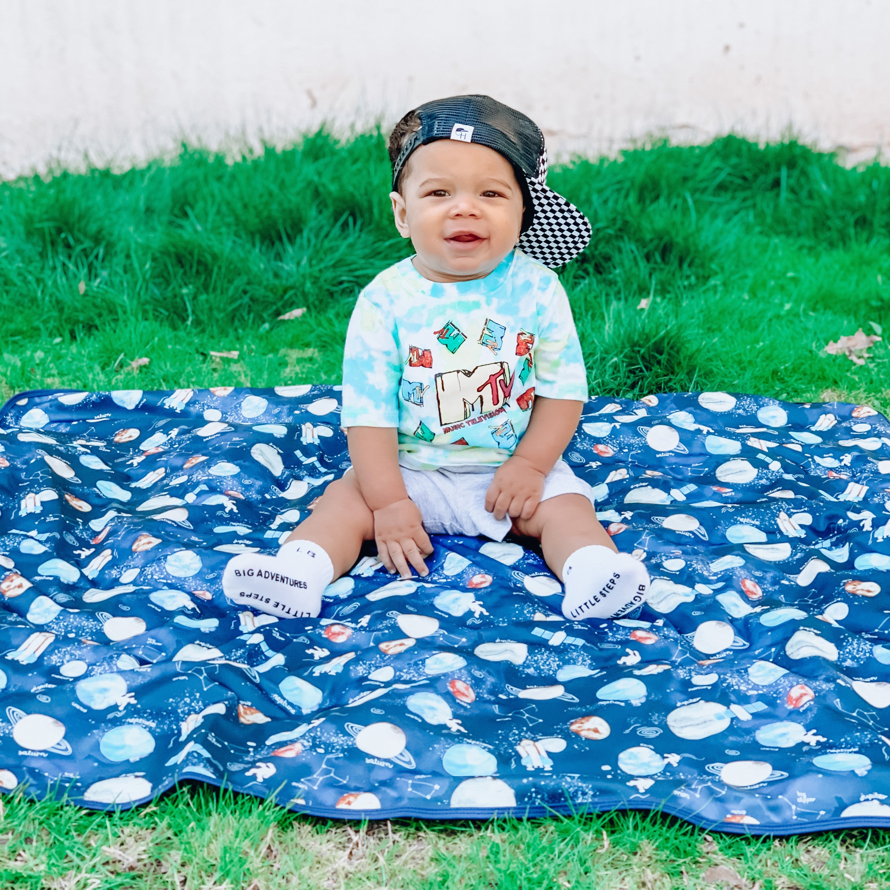 Outer Space Splash Mat - A Waterproof Catch-All for Highchair Spills and More!  BapronBaby   