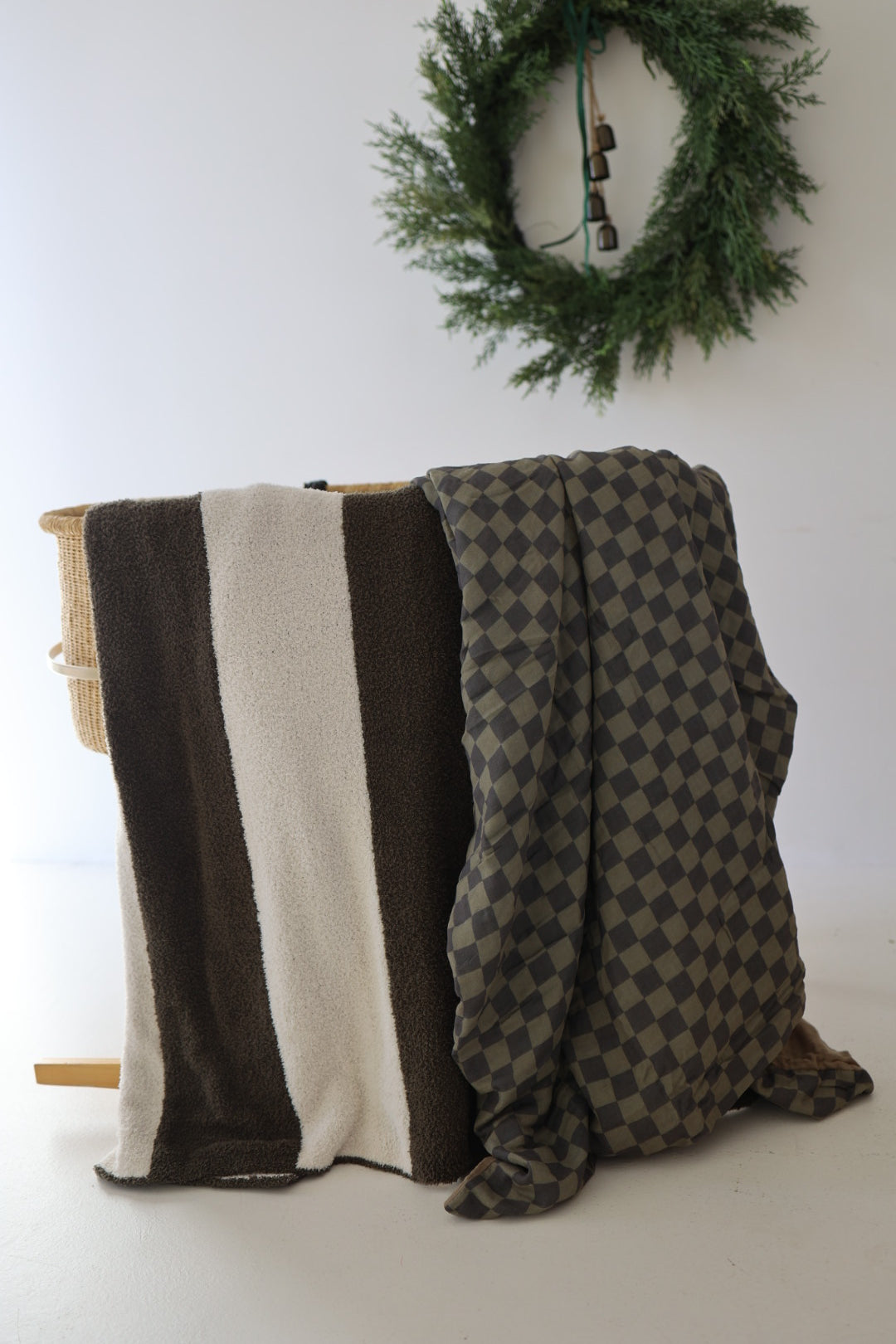 Muslin Quilt | Olive Checkerboard