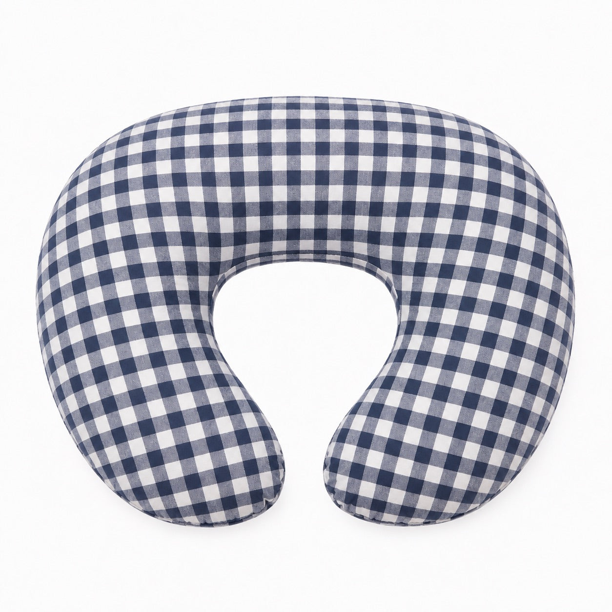Navy Blue Gingham Ruffle Nursing Pillow Cover