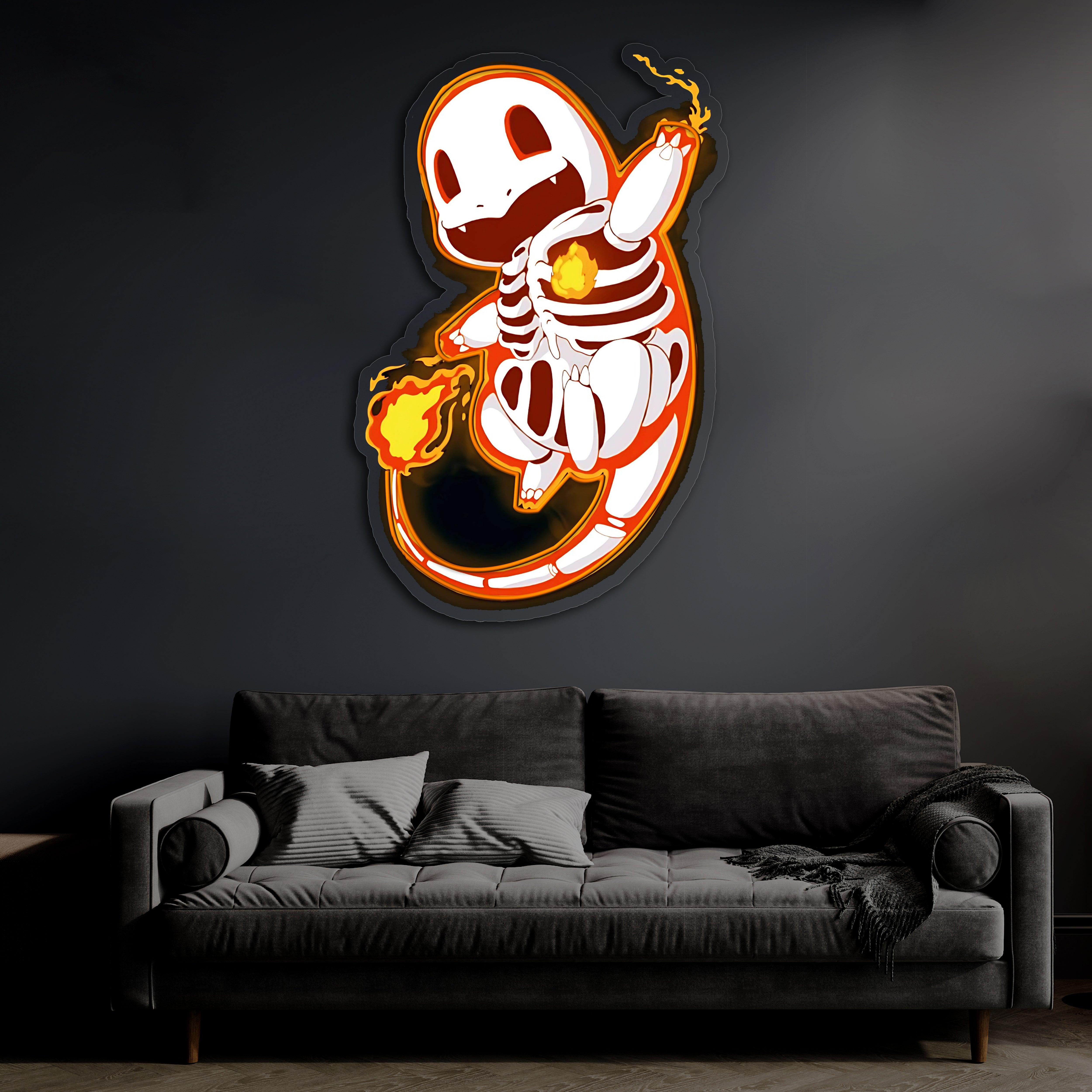 Charmander Plexiglass Neon Art, Pokemon Neon Sign, Neon Light Sign, Neon Wall Art, Neon Sign, Neon Light Sign, Neon Gifts, Gamer Gifts