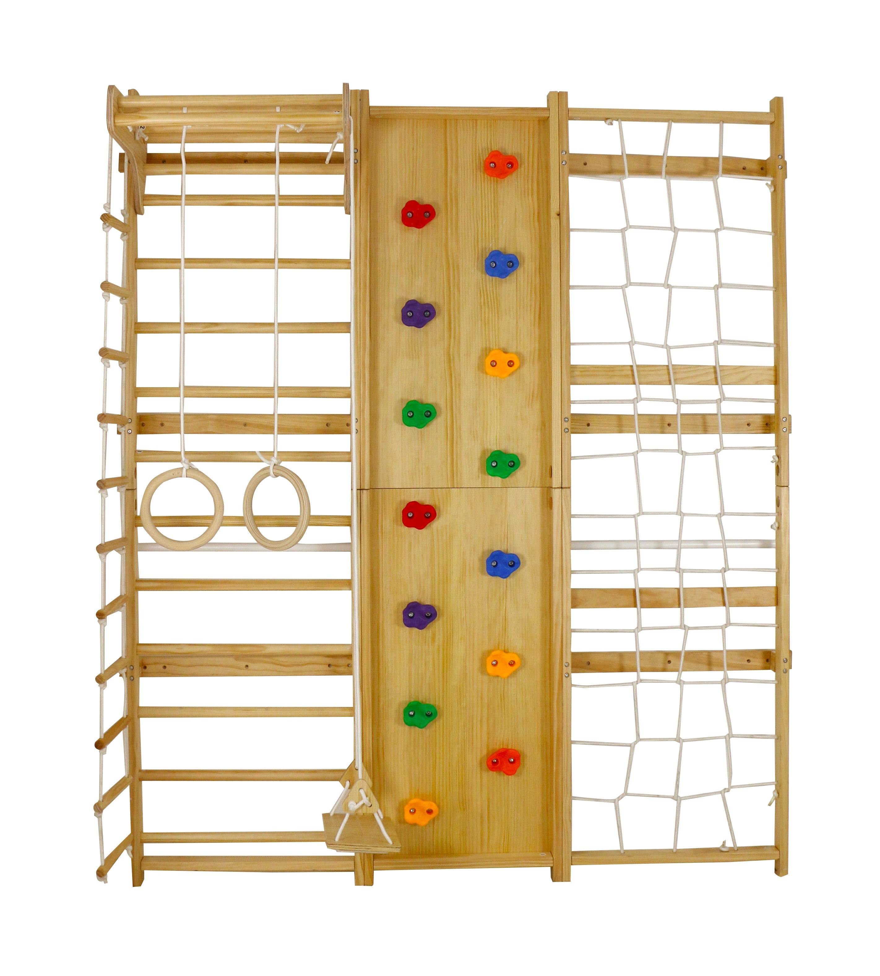 Walnut - 9-in-1 Swedish Ladder Wall Gym and Climber Indoor Avenlur.com   